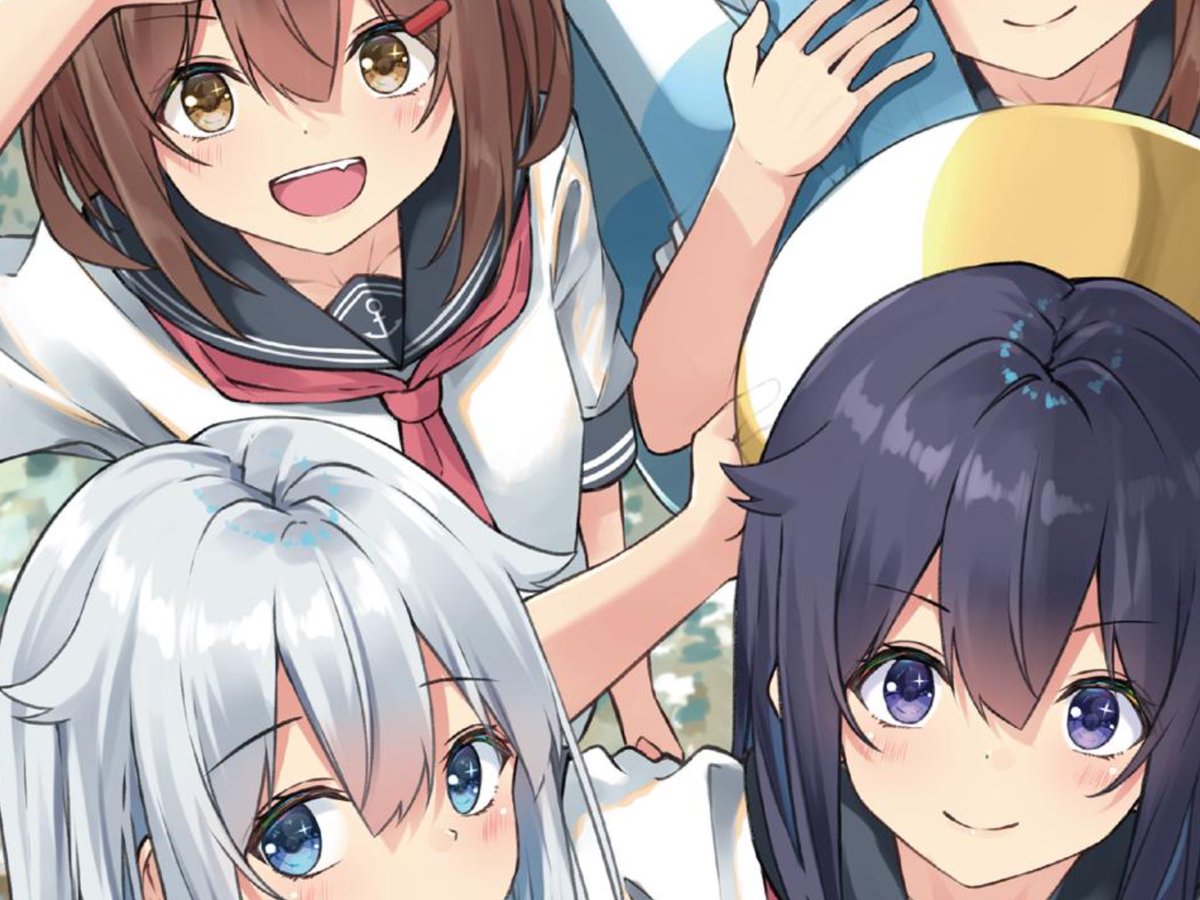 akatsuki (kancolle) ,hibiki (kancolle) ,ikazuchi (kancolle) multiple girls brown hair red neckerchief long hair purple eyes blue eyes school uniform  illustration images