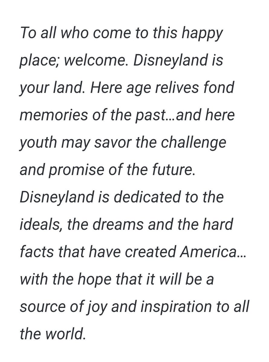 thegoz85's tweet photo. @nypost Walt's dedication speech for Disneyland kinda puts this to rest. It's for *everyone* - so I'll go and have fun. You can stay at home and write articles about how others shouldn't have a good time. Enjoy your negativity. https://t.co/B70nwXjuuT