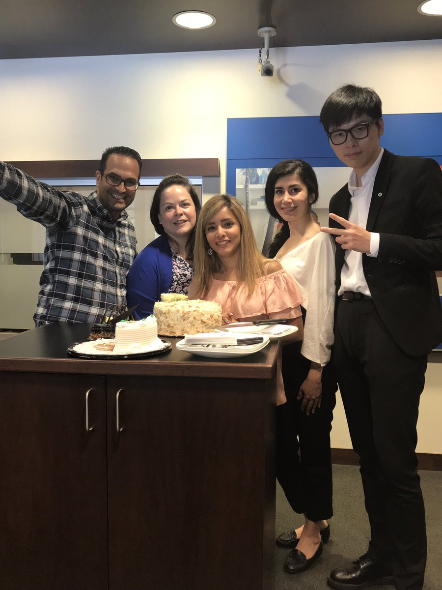 Team Caulfeild celebrating 3 birthdays with 3 cakes.  Happy Birthday Michael, Marilyn and Maysam! Coconut cake, chocolate salted caramel cake and ice cream cake.  #proudtoworkatbmo #caulfeildBmo #caulfeild #cake @pererasim1 <a href="/Pegah_mighan/">Pegah Hosseini</a> <a href="/meisamparsa/">Maysam Parsa-pajouh</a> <a href="/BardiaPourmalek/">Bardia Pourmalek</a>