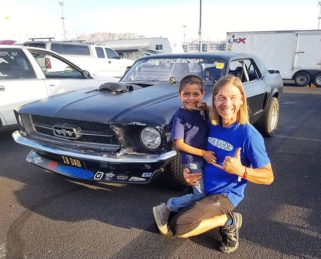 ImperialDad's tweet image. #lsfestwest with son #4 and our #lsswapped #67mustang. Also a super rare sighting of me in shoes!  It turns out flip flops are frowned upon by #dragracing officials.  I know this because they pulled me out of the staging lanes.  No worries, I was able to… ift.tt/32Va5E0