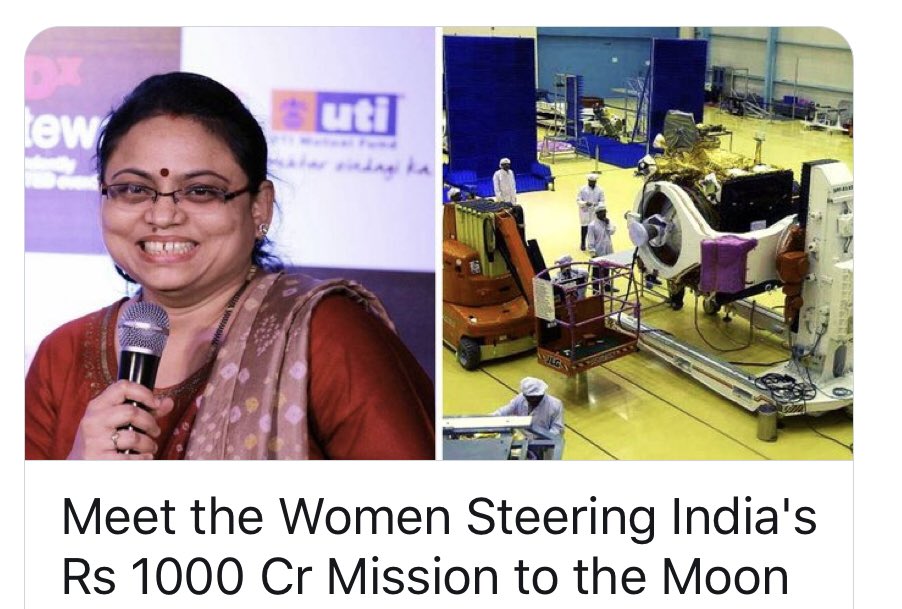 Chavivohra's tweet photo. Meet the Women Steering India's Rs 1000 Cr Mission to the Moon
https://t.co/D37p5Nualr
Breaking all gender stereotypes, Project Director #MVanitha and Mission Director #RituKaridhal will be steering the country’s second mission to the moon
@kiranshaw @PattyArquette @deespeak https://t.co/izVpBndQe2