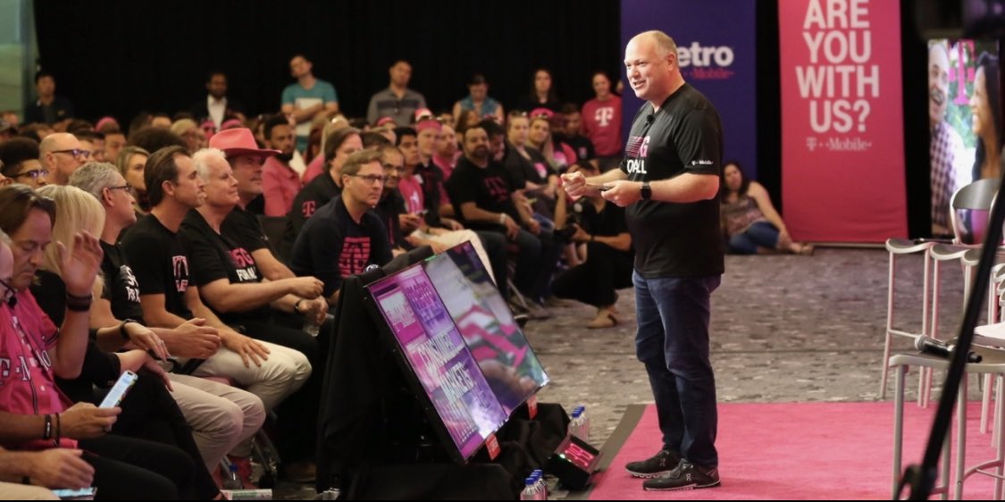 JonFreier's tweet photo. It was great to talk to everyone in the Company about how @TMobile and @MetrobyTMobile retail teams crushed Q2! Thanks to all 70K people in our stores for an awesome quarter! https://t.co/umDsHm91NT
