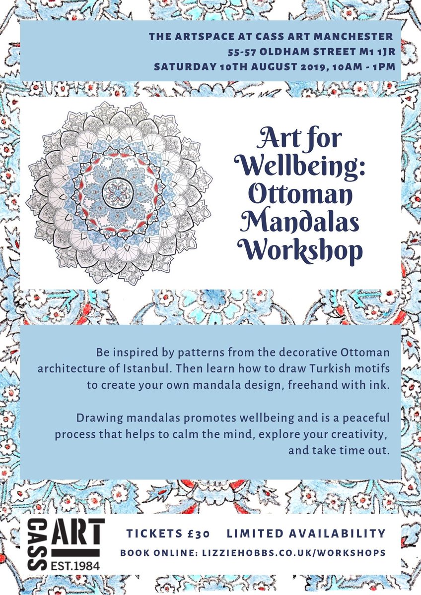 LizzieHobbsArt's tweet photo. Do you feel like getting creative, learning new skills, and meeting new people? Then join my mandala workshop coming up @CASSART Manchester! Only £30, limited places: https://t.co/vwG8EDqZu9 #manchester #workshop #cassart #mandalas #northernquarter #drawing #doodle #wellbeing https://t.co/rybDZrNXu8