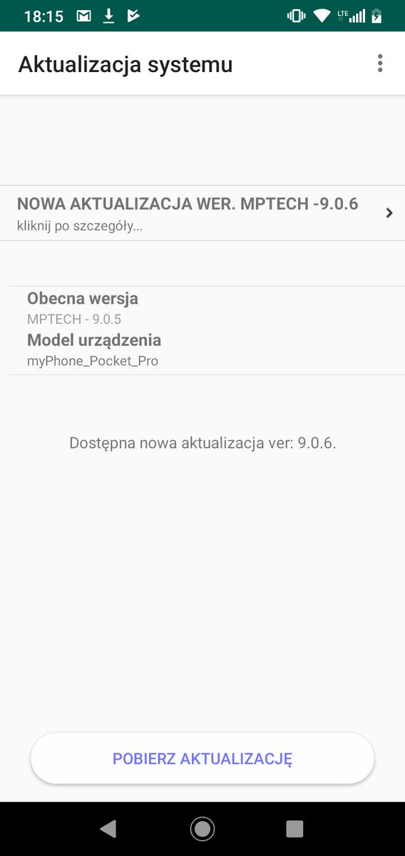 sardroid's tweet image. #myPhone #PocketPro wypożyczony od @myPhoneMobile telefon za 499 złotych  z Androidem 9.0 i poprawkami z 5 czerwca 2019👍 na dzień dobry wita aktualizacją