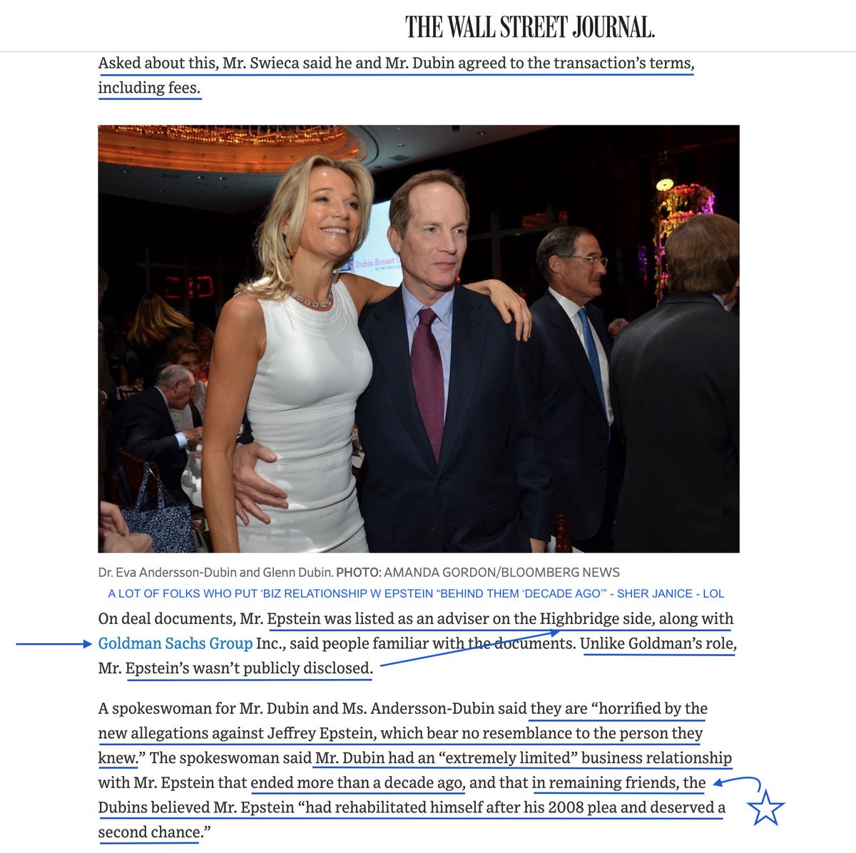 Jeffrey Epsteinwas listed as HCM*advisoralong w Goldman Sux Poup.~JE was NOT publicly disclsd.Dubin:"extremely ltd bus rltnshp"In remaining friends w Epstein,Dubins *believed JE"had rehabbed after 2008;gave 2nd chance [#2]Eva DATED JE ~ Eww @Agenthades1