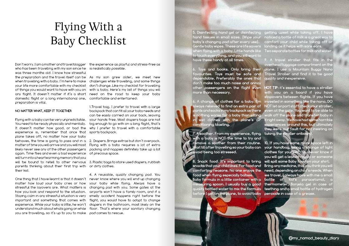 Flying with a baby checklist
joom.ag/tYja/p44

#luxurytravel #luxurytravellers #luxurylifestyle #travellers #weekend #saturday #luxurymagazine #summer #SaturdayThoughts #moodoftheday #weekendvibes #SaturdayMotivation #italy #caribbean #flying