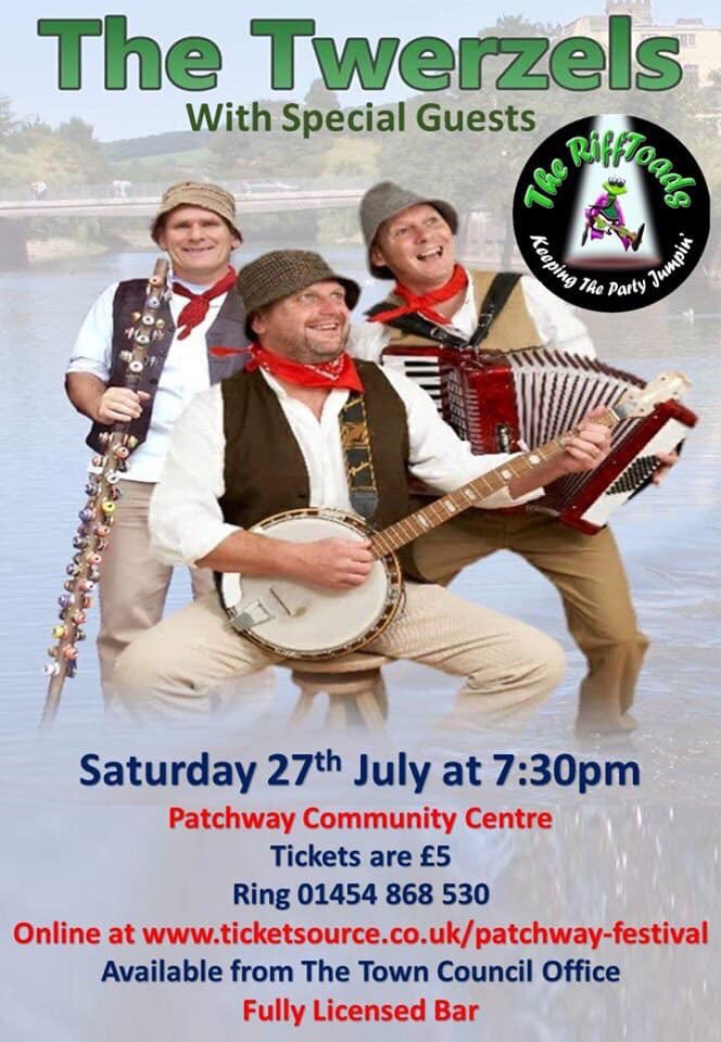 Today’s Events:

🐶 1pm - 4pm @ The Tumps - Fun Dog Show | Come along for some Pawsome fun! 🐩

🎤 7:30pm - 10pm @ Patchway Community Centre - Twerzels with The RiffToads with a full bar! | Tickets ONLY available from ticketsource.co.uk/patchway-festi… | Limited availability! 🍻