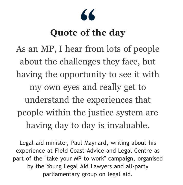 Paul Maynard MP was appointed Minister for Legal Aid in May. He showed genuine interest in understanding the problems, even shadowing legal aid practitioners as part of #TakeYourMPtoWork campaign by @APPGLegalAid.

Boris Johnson has just removed him without explanation.