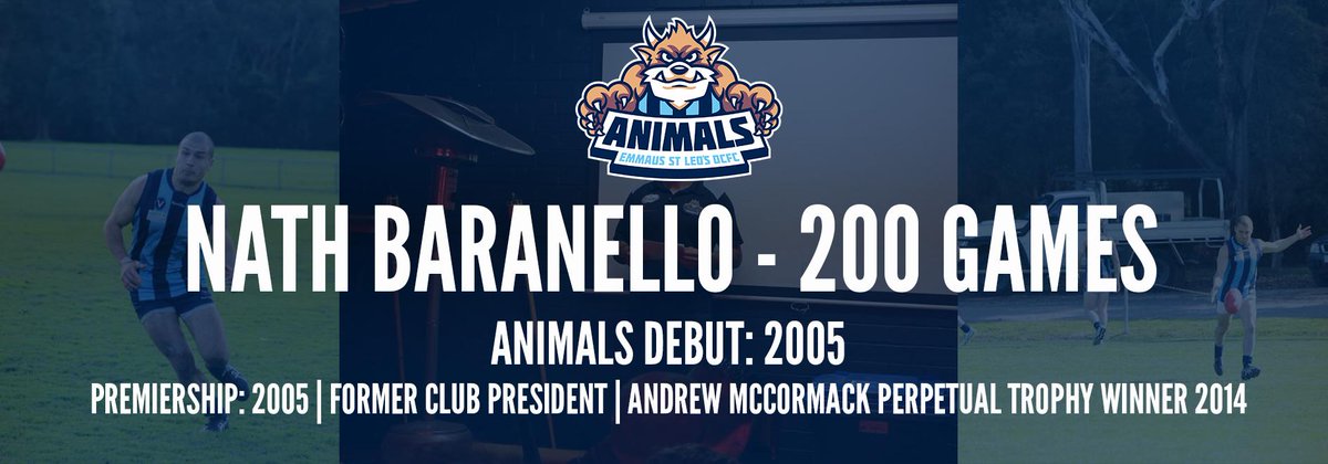 WattleParkAFC's tweet photo. Today we celebrate a club legend reaching a major milestone.
Congratulations to Nath Baranello on reaching 200 games for the Animals.
#AnimalsFamily #Nath200 https://t.co/W60RBw2MYm