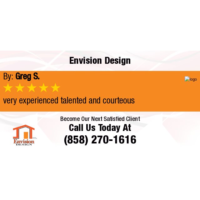 EnvisionSD's tweet photo. 5 Star: Greg S. "very experienced  talented and courteous" https://t.co/ExUbITiKCA https://t.co/r99zIUVUyw