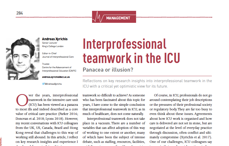 ICU_Management's tweet image. Is there anything we can do to improve interprofessional teamwork in the #ICU ? Yes, but as @AndreasXyrichis explains, we need to prioritise #communication at all levels, starting from senior leadership iii.hm/wud