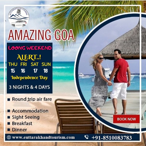 e_uttarakhand's tweet photo. This #IndependenceDay 🇮🇳🇮🇳🇮🇳🇮🇳🇮🇳and #RakshaBandhan
Be a part of eUttarakhand Tourism.

💥 Book Goa 3N/4D Package for an amazing experience with best price. 🏖

Book Your Tour 👇👇👇👇
📱☎️ Phone No. +91-8510083783 ☎️📱

Send Email 📧 👇👇
euttarakhandtourism@gmail.com https://t.co/DGFawozpL3