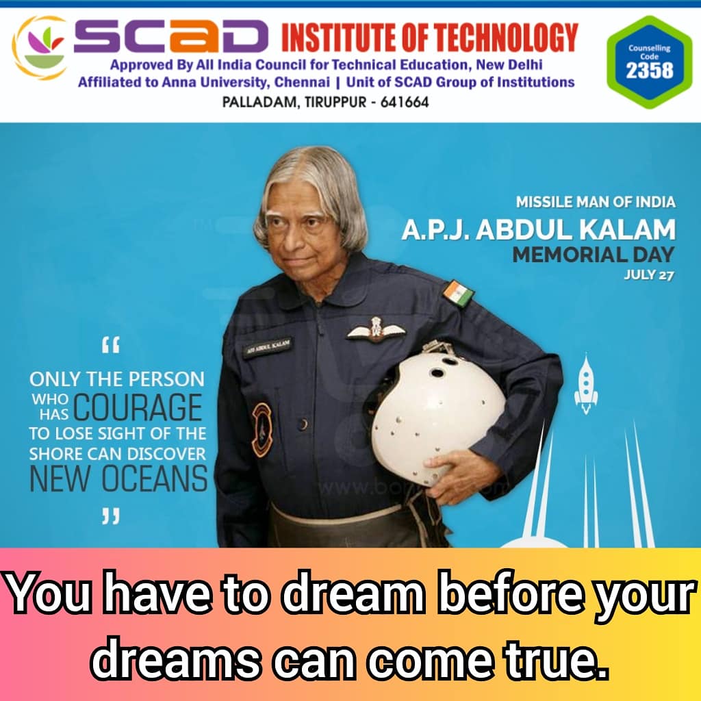 scad_tech's tweet photo. #DrAPJAbdulKalamMemorialDay
#AbdulKalam #27July
#SCADIT #APJAbdulKalam
#missileman
#SCADITCounsellingCode2358 #AssuredPlacement #ApplicationOrientedLearning #IndustryReadyEngineers #ProductBasedSkillTraining #IndustryInstituteInteraction
#Coimbatore https://t.co/NQQaghQ1l4