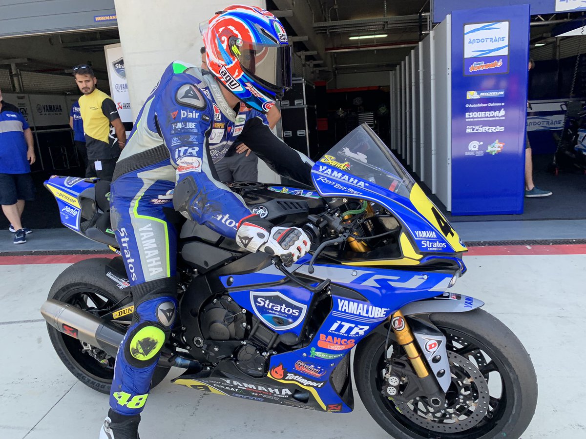 teamgvstratos's tweet photo. Let’s start racing!! 💪🏻 #ESBK
QP1 : 08:40h 
QP2: 11:55h 
Race 1 : 15:50h #SBK 🏁
•
Live timing: https://t.co/wJd7fb23lC  
•
#yamaha #yamahar1 #yamahastratos #r1 #superbike https://t.co/w7LEOT1y1W