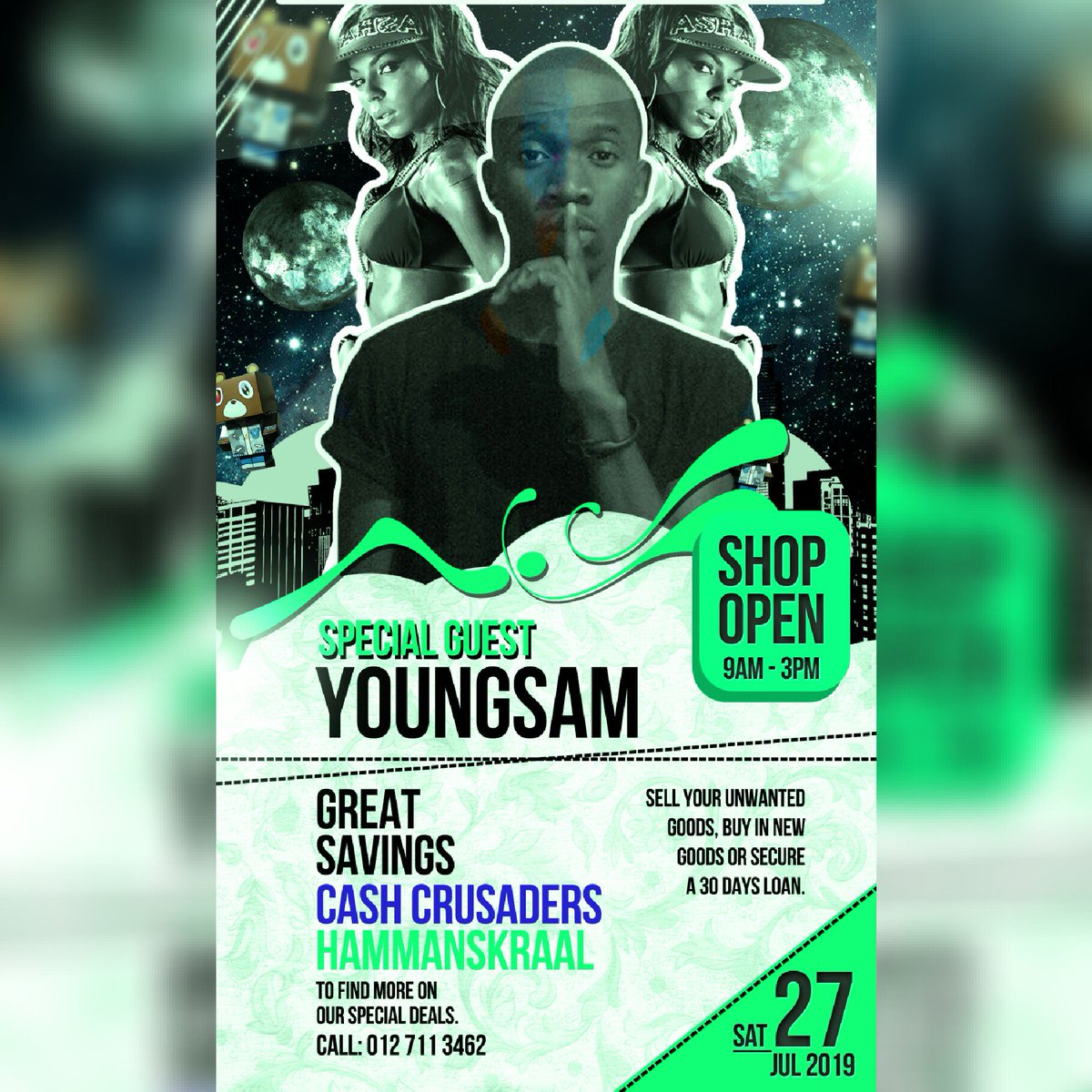 Youngsam____'s tweet image. NB: @CashCrusaders 09:00 - 15:30 Today, H/skraal Next To OBC Butchery. #forthedjs😍