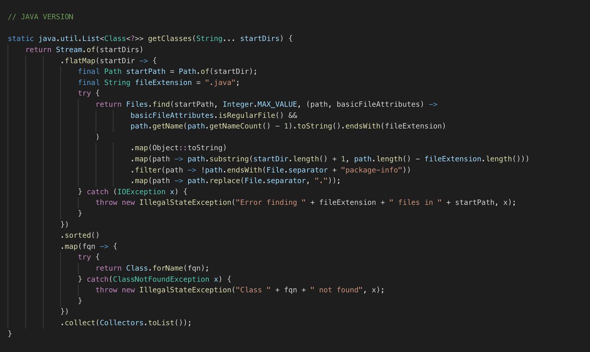 Daniel Dietrich Java Vs Vavr Example Search Directories For Java Files And Instantiate Their Corresponding Classes Both Implementations Are Basically Identical However It Shows That It Is Cumbersome To Wrap Daniel Dietrich Java Vs Vavr Example Search Directories For Java Files And Instantiate Their Corresponding Classes Both Implementations Are Basically Identical However It Shows That It Is Cumbersome To Wrap
