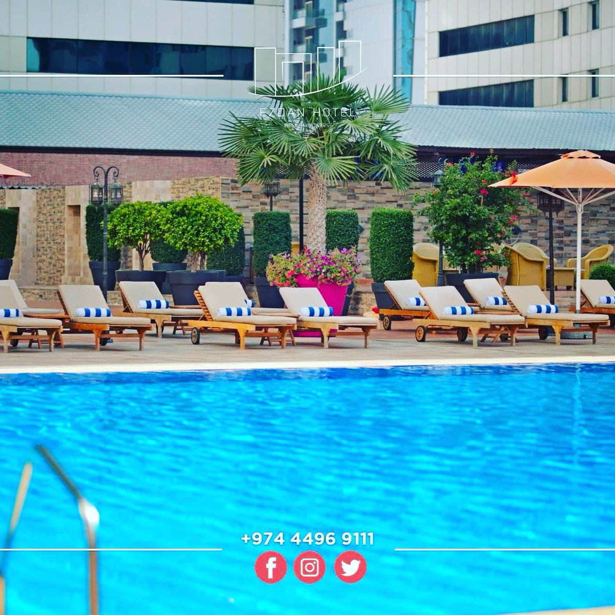 Ezdanhotels's tweet photo. The magnificent view by the poolside at Ezdan Hotel. Fully serviced
Call now 44969620
الإطلالة المذهلة بفندق إزدان على جانب حمام السباحة
اتصل الآن 44969620 #poolqatar #swimmingdoha #qatarsummer #dohasummer #dohapooldays #relaxingvideos #poolrelaxing #doha #qatar🇶🇦 https://t.co/XZ0wHHK9tE