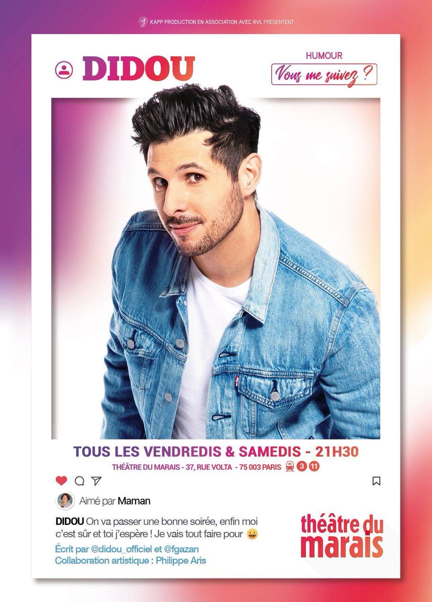 DIDOU (@didou_officiel) on Twitter photo On se retrouve ce soir au <a href="/TheatreMarais75/">Théâtre du Marais (Paris)</a> 😉
Les dernières places 👇
billetreduc.com/235502/evt.htm
<a href="/flogazan/">Florian Gazan</a> 😉 On se retrouve ce soir au <a href="/TheatreMarais75/">Théâtre du Marais (Paris)</a> 😉
Les dernières places 👇
billetreduc.com/235502/evt.htm
<a href="/flogazan/">Florian Gazan</a> 😉