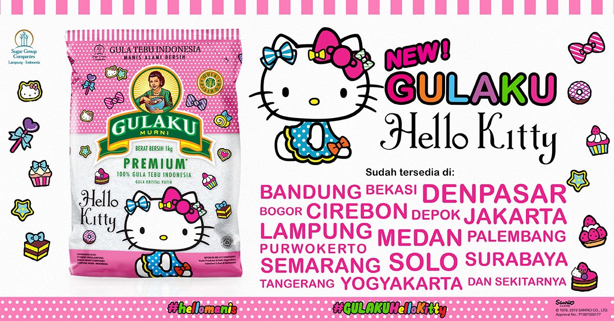 Gulaku's tweet photo. Dapatkan SEGERA GULAKU ❤️ Hello Kitty kemasan 1 kg di swalayan favorit kamu dan jangan sampai kehabisan karna persediaan terbatas.
.
.
.
#ManisnyaHidupDenganGULAKU #100%GulaTebuIndonesia #hellomanis #GULAKUHelloKitty https://t.co/IW6LfAIo4h