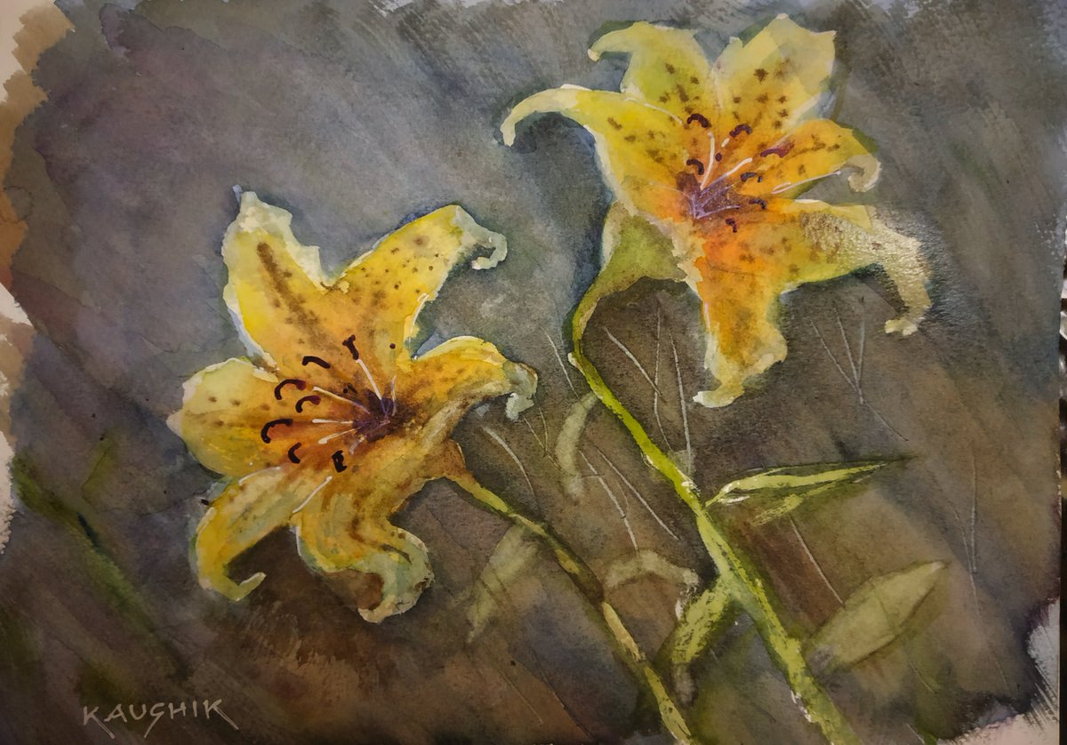 Tiger Lilies. Painted this on Bockingford CP paper of A4 size.