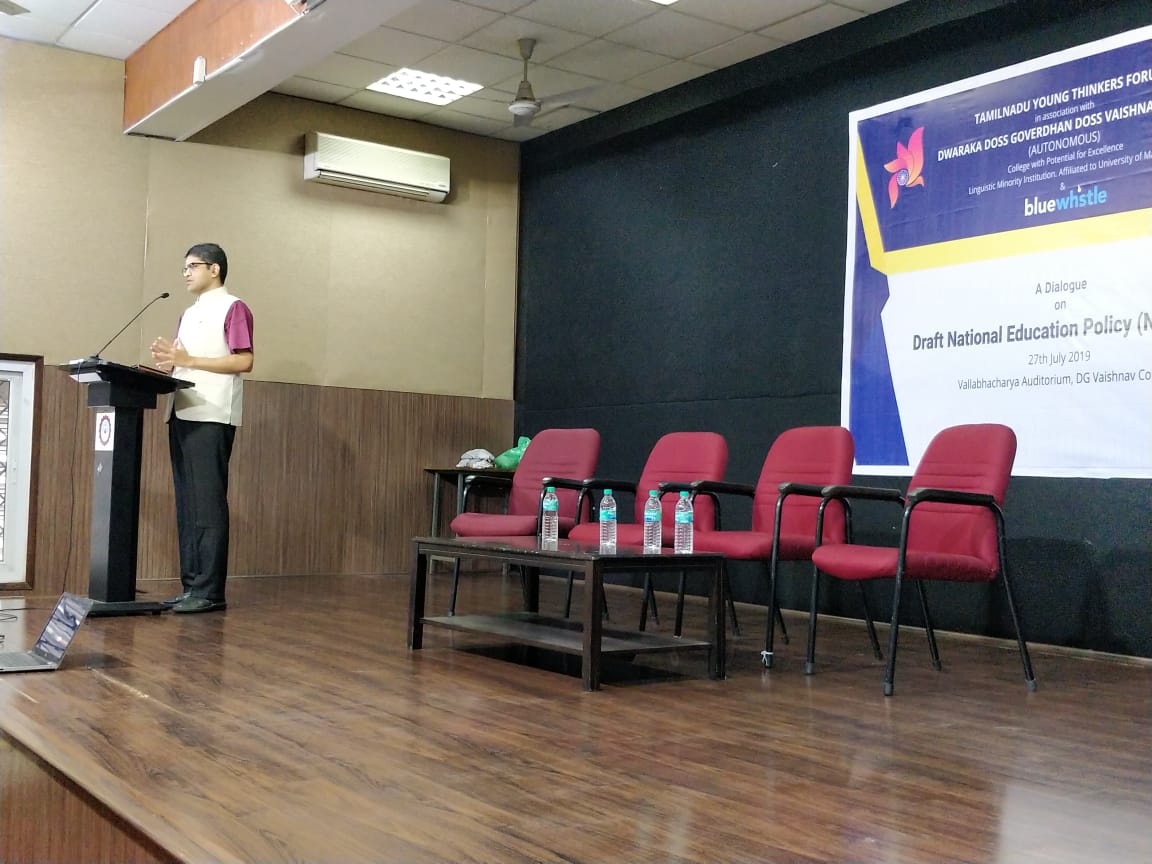 TNYTForum's tweet image. Dialogue on Draft National Education Policy in progress at DG Vaishnav College.  

#NEP #thatpolicy #DNEP #education #Chennai #TamilNadu