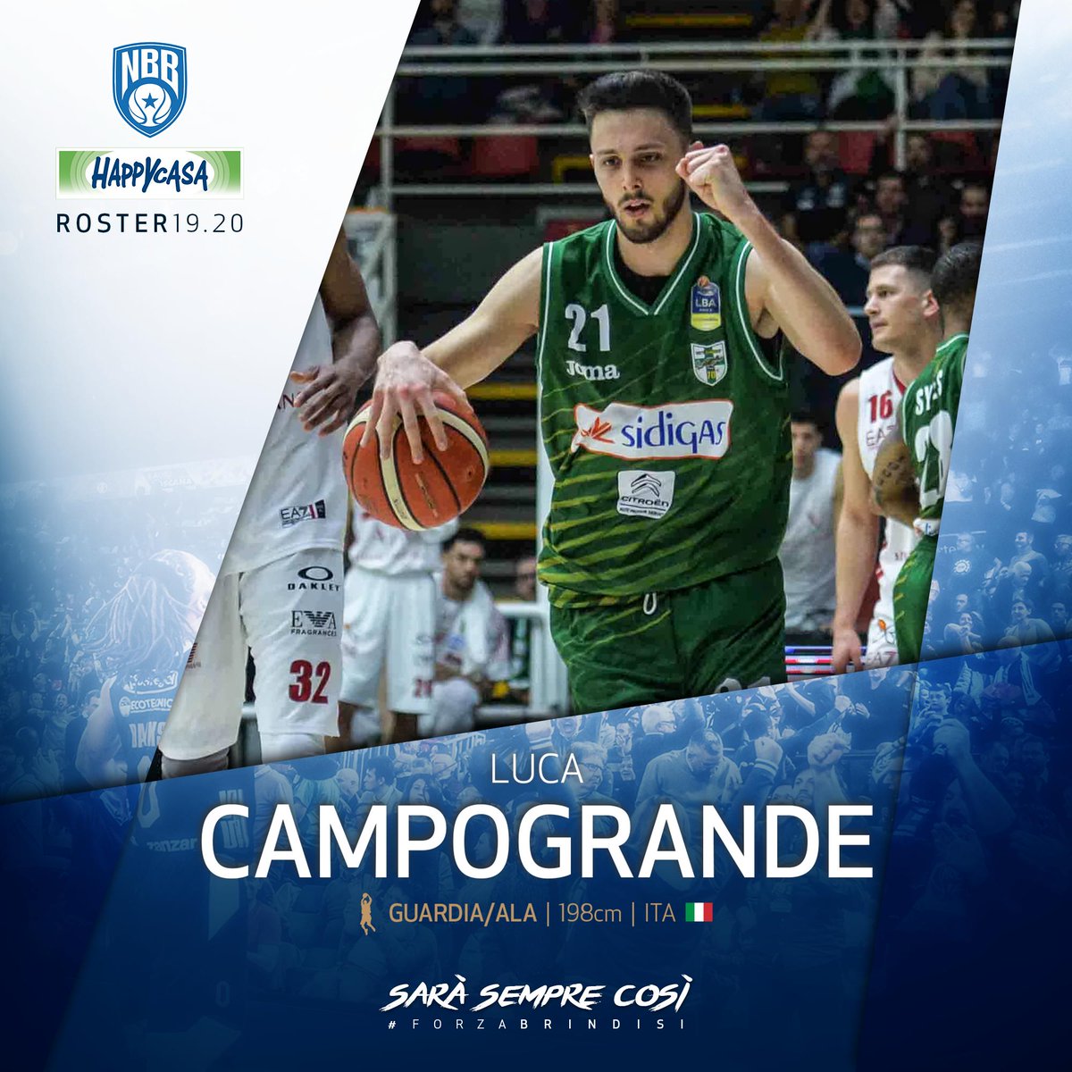 📢 BENVENUTO LUCA CAMPOGRANDE ⚪🔵
▶ bit.ly/Campogrande

Un lupo per la Happy Casa 🐺
23 enne italiano 🇮🇹

<a href="/LucaCampogrande/">Luca Campogrande</a> 💬 "Opportunità per continuare a crescere ed avere spazio in un team ambizioso. #Brindisi è una piazza che vive di basket" #ForzaBrindisi