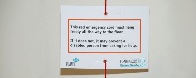 What's the red cord for in a #ChangingPlace? 
 An Emergency! 

It needs to hanging by the floor- let it dangle! 
If you've ran out you can order more from@EuansGuide