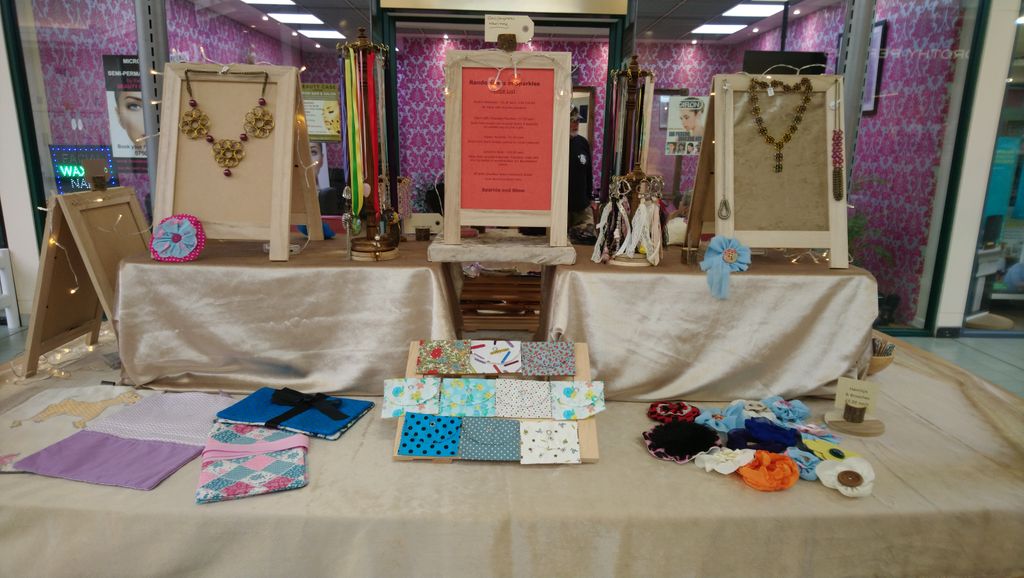 randomnessspark's tweet photo. At the Hart Centre in Fleet today, come down and have a look at all the lovely goodies on sale.😊#handmadeworks #handmade #craft #crafting #fabrics #recycling #shabby #broaches #buttons #hairclip #craftfair #hartofcraft #jewellery #necklace #bracelet #ribbon https://t.co/BjEGRCEbCD
