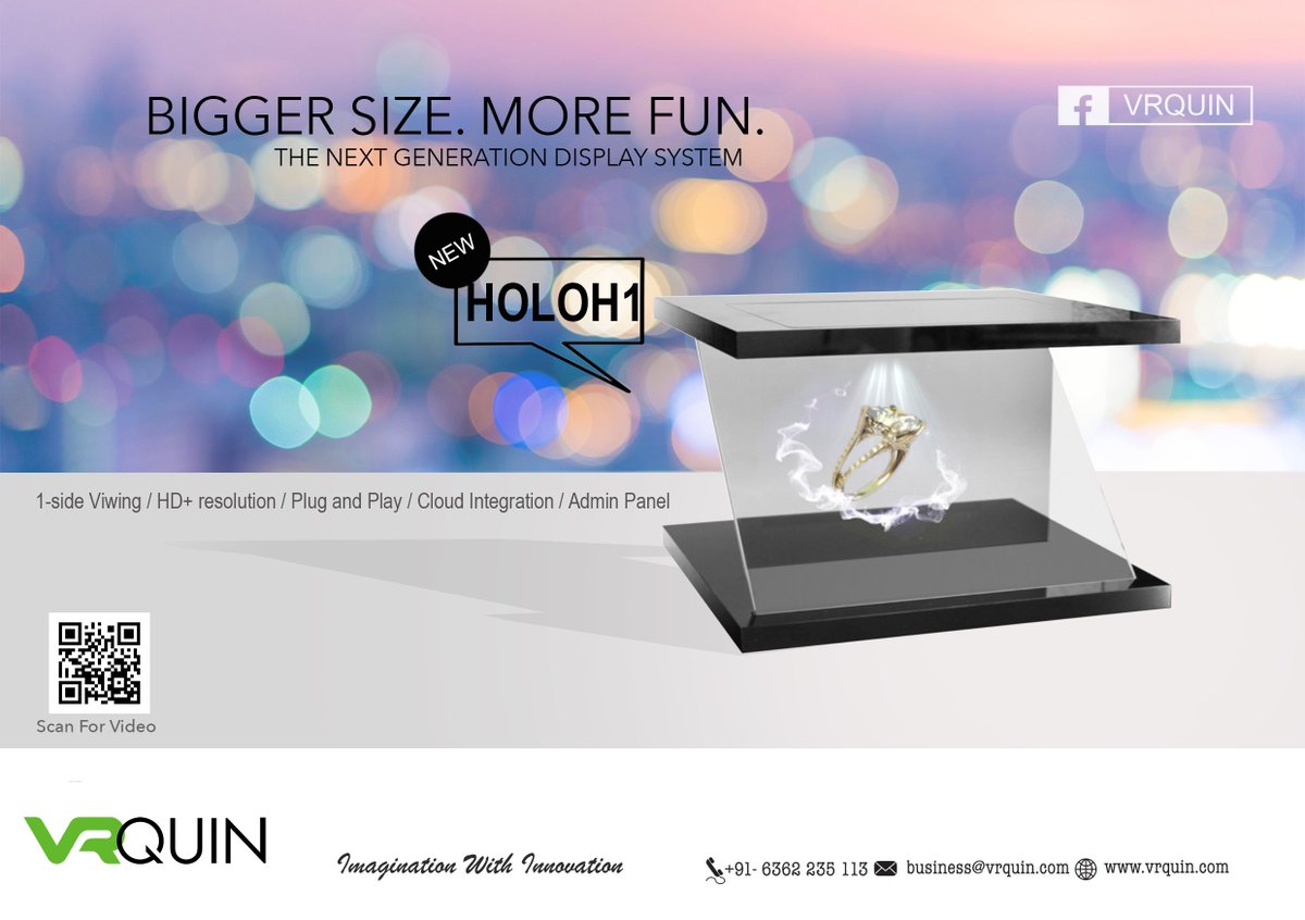 The HOLOH1 display is an asset to any retail or commercial environment. It is less than two feet wide and only slightly more than a foot in height, but it has the presence of something a lot bigger. #Holographic #holographicdisplay #AI #MachineLearning #vrquin