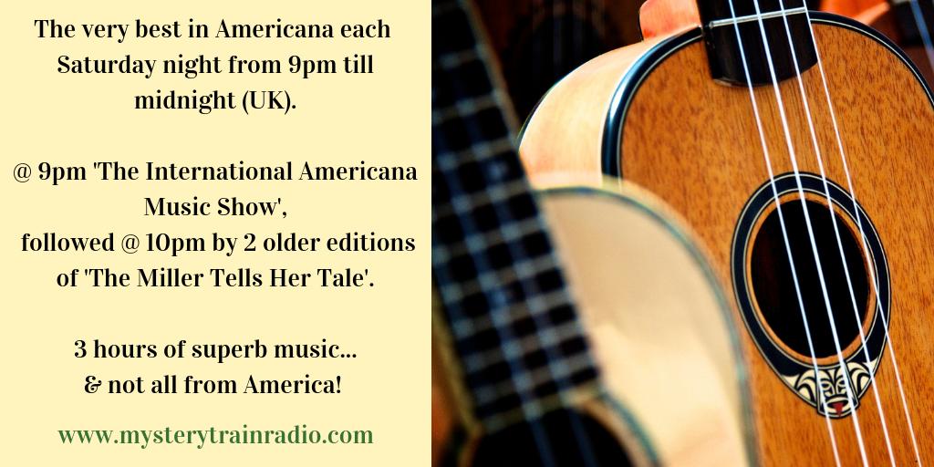 π Mystery Train Radio (@mtrainradio) on Twitter photo 9PM (UK) it's #Americana time! 'The International Americana Music Show' airs an hours worth of brand new music & 10PM hear 2 editions of 'The Miller Tells Her Tale', feat. superb songs from America & beyond! Listen via mysterytrainradio.com/listen or <a href="/tunein/">TuneIn</a> - tunein.com/radio/Mystery-β¦ 9PM (UK) it's #Americana time! 'The International Americana Music Show' airs an hours worth of brand new music & 10PM hear 2 editions of 'The Miller Tells Her Tale', feat. superb songs from America & beyond! Listen via mysterytrainradio.com/listen or <a href="/tunein/">TuneIn</a> - tunein.com/radio/Mystery-β¦