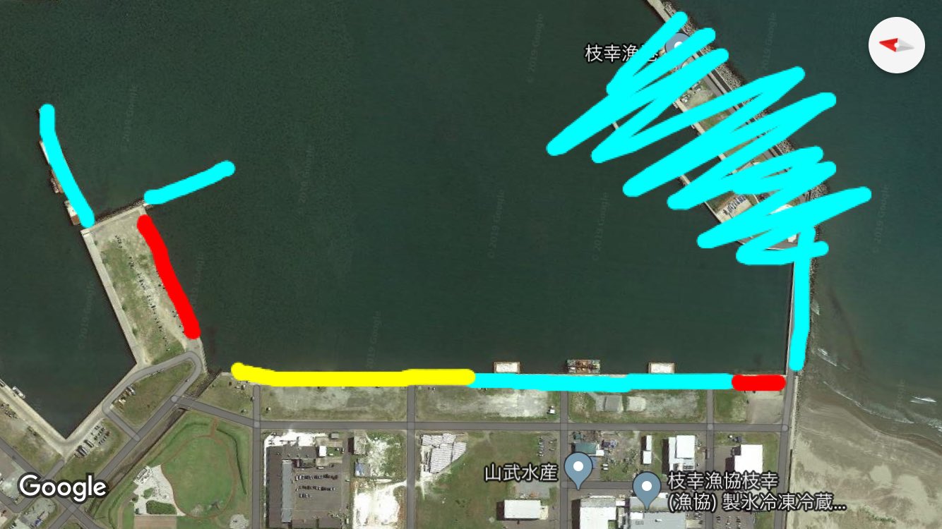Ryota 今年の枝幸港 立ち入り禁止区域 青 例年通り立ち入り禁止 赤 今年から増えた区域 黄 釣り可能区域 皆さん ルールやマナーを守り 自分の釣り場を守りましょう T Co 8astkwhw9x Twitter