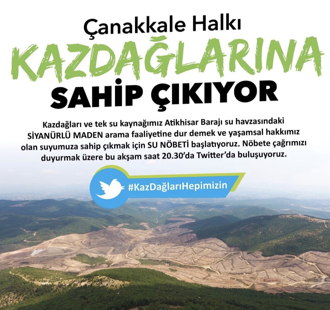 Kaz Dağları’nı rahat bırakın! Bari orayı rahat bırakın! Kimsiniz, nasıl bir rant peşindesiniz umurumuzda değil. Doğaya dokunmayın yeter. 

Bi uzayın ordan!

#KazdağlarıHepimizin