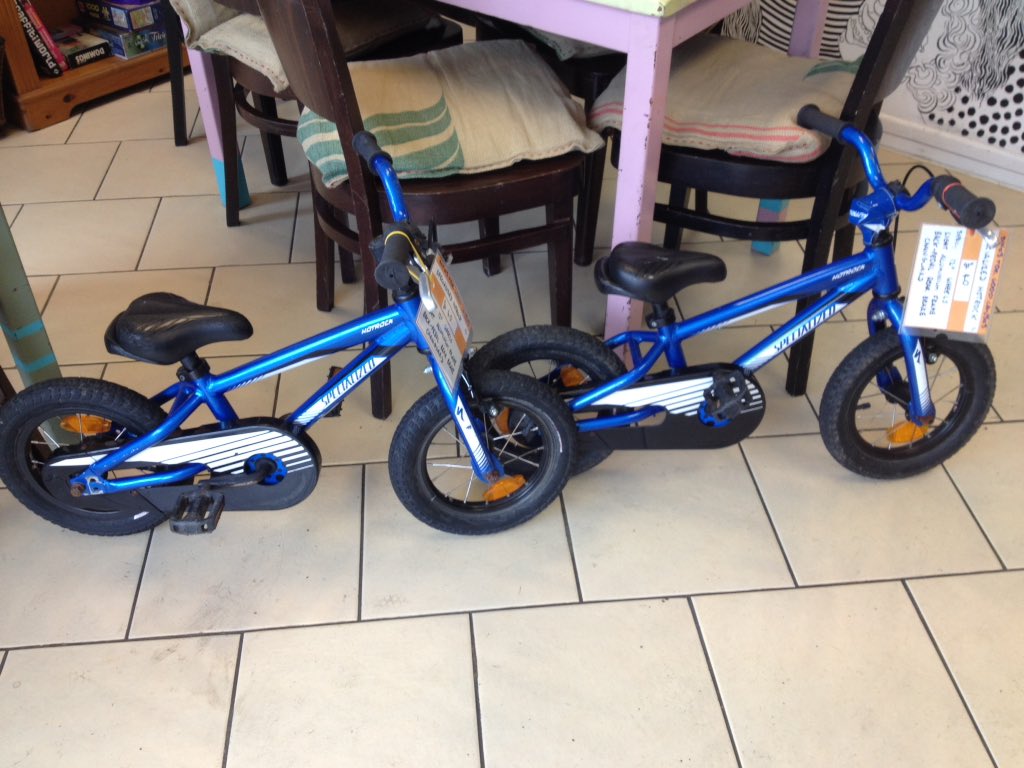Just 2 of the children's bikes we have for sale, 12"-18" bikes ready to ride! Come and visit soon! <a href="/haringeycouncil/">Haringey Council</a> <a href="/HaringeyCyclist/">Haringey Cycling</a> <a href="/bluehouseyard/">Blue House Yard</a> <a href="/MallWoodGreen/">The Mall, Wood Green</a> <a href="/EnfieldCouncil/">Enfield Council</a> <a href="/BowesandBounds/">Bowes & Bounds</a> <a href="/MyddletonMarket/">Myddleton Rd Market</a> <a href="/my_AFK/">afk.my.start</a> #schoolsoutforsummer