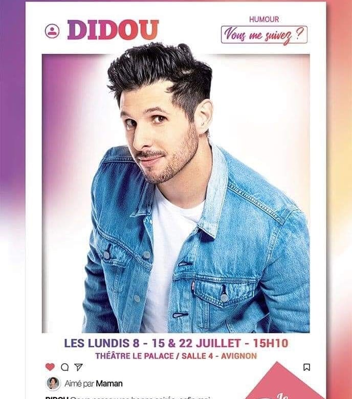 Rendez-vous avec <a href="/Didou_officiel/">DIDOU</a> ce soir samedi 27 juillet - 21H30 / Au Théâtre du Marais (PARIS)
Les dernières places, juste ici : 
billetreduc.com/235502/evt.htm