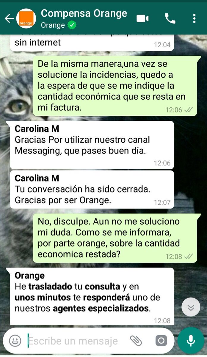 mariadelamh's tweet photo. @orange_es @OrangeTV_es Inaceptable!!
Te dan un número para hablar con #orange  y te cierran la conversación cuando no les interesa. Me atienden mal por teléfono y me atienden mal por whatsapp. Vaya servicio se les esta dando a los clientes. @facua @RubenSanchezTW @consumo @ocu @RaquelMtnez_tv https://t.co/HysQKMSXtH