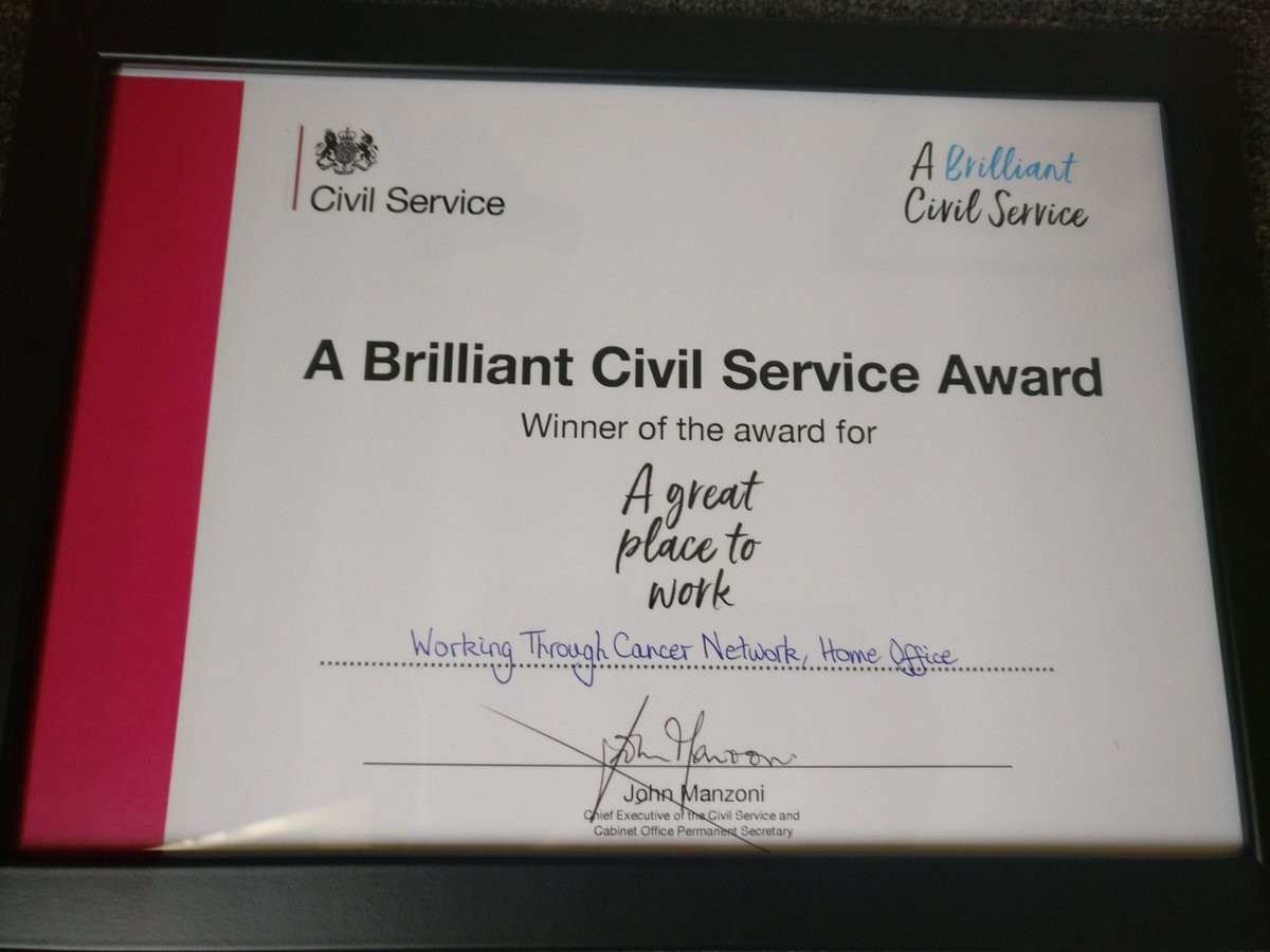 SW_Dorking's tweet photo. A nice letter to receive in the post for a change! Our WTC network just won the monthly Civil Service "Great Place to Work" award - and the certificate arrived this morning ππ @ukhomeoffice #ABrilliantCivilService #volunteers #WorkingThroughCancer https://t.co/EHoJw1LxkZ