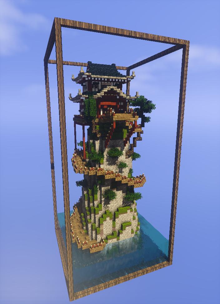 無碍ちゃん Cocricot32x32miniaturia Miniaturia Minecraft やっとモチベが戻ったよ ということで32x32一発目 テラリウム風 断崖絶壁に建つ仙人の家 を作りました けっこうお気の入りになった T Co Llw2ru6tpj