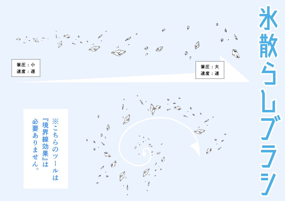 氷エフェクトブラシセット by 樋口紀信 assets.clip-studio.com/ja-jp/detail?i… #clipstudio
作るのにくっっっっそ時間かかった『氷エフェクトブラシ』公開しました。

氷で攻撃するとか凍てついた洞窟とか、とにかく凍ったもの描くときに便利です。