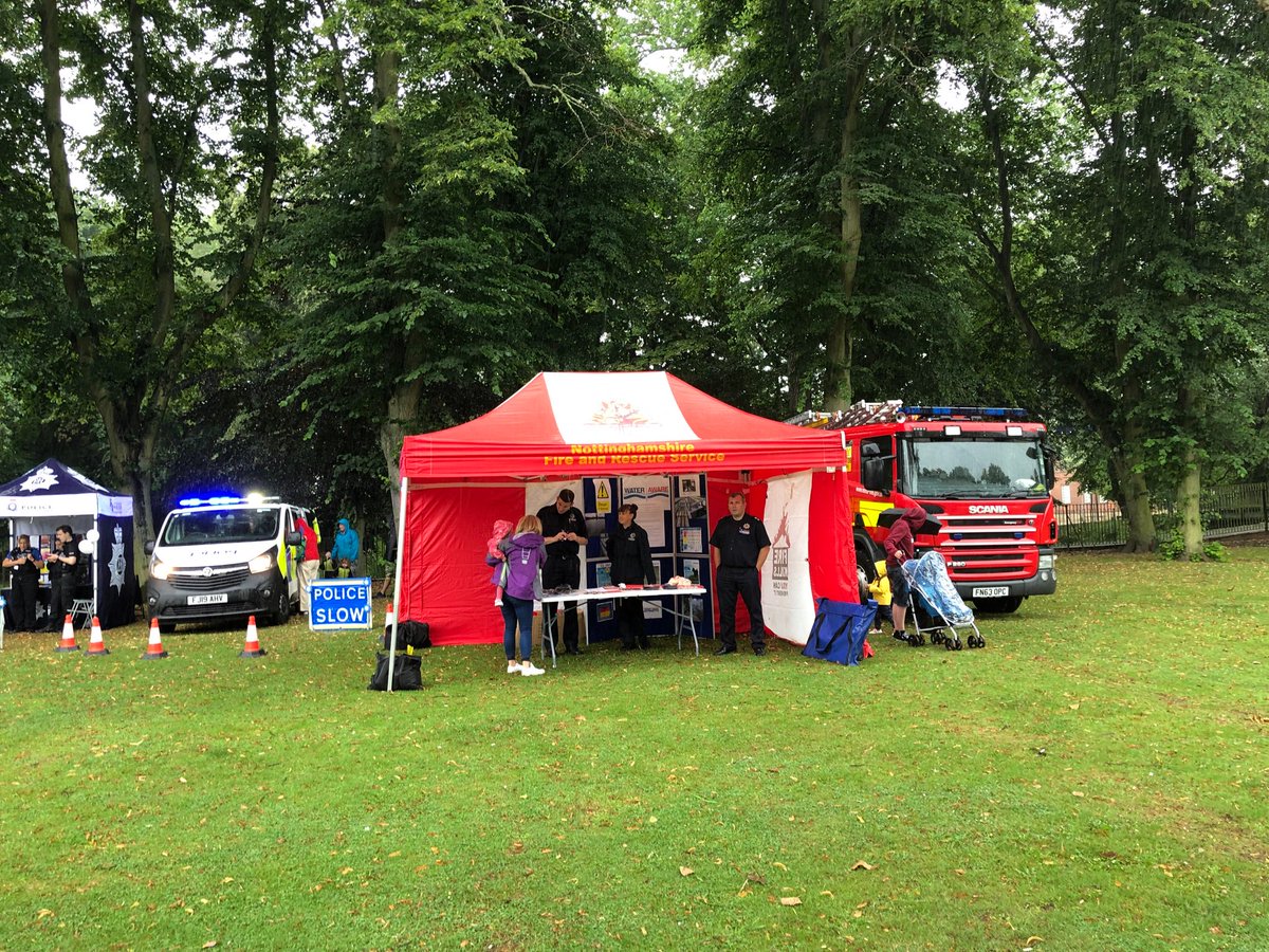 DPO_Robyn's tweet photo. Come rain or shine we’re here for you. Delivering road, water and fire safety advice on the Canch in Worksop. Come say hi @nottsfire @NFRS_Prevention https://t.co/Cg0uDwn9UD