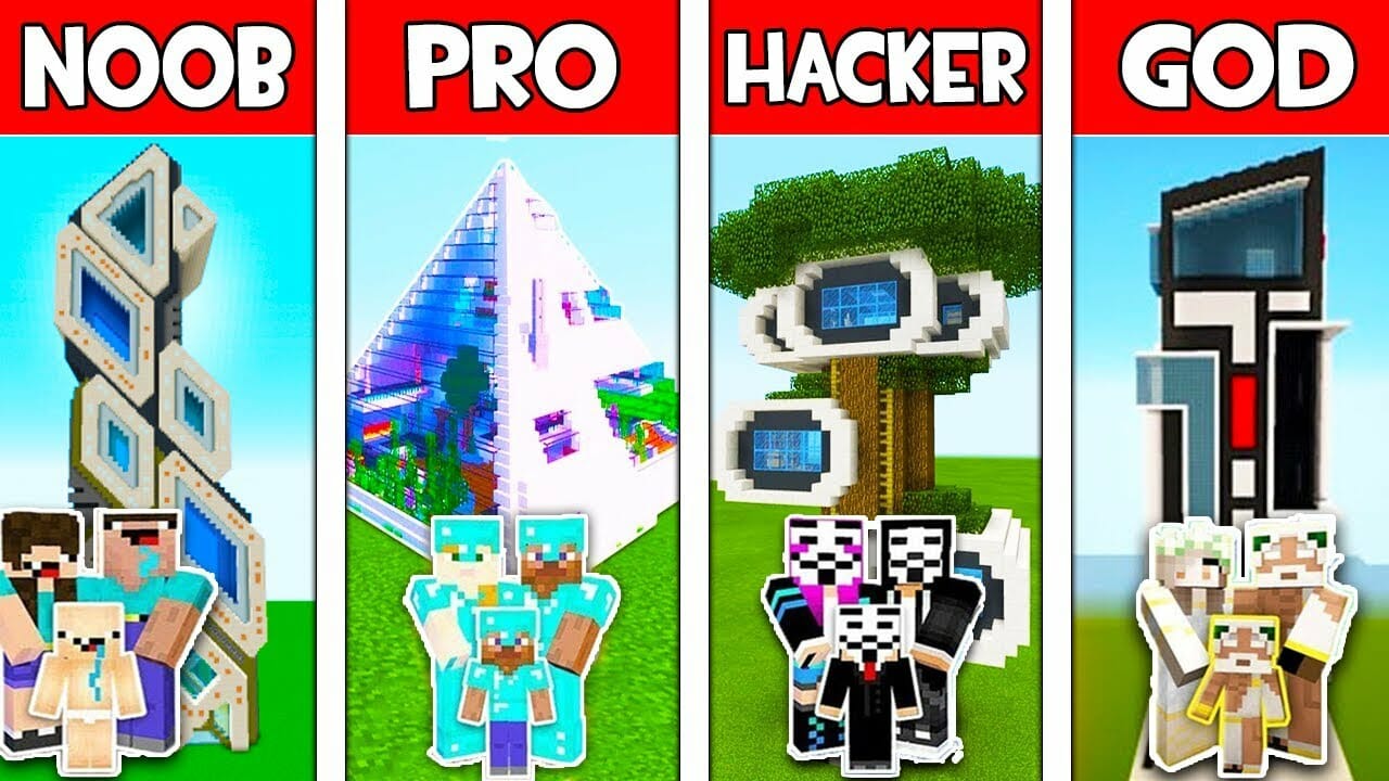 Minecraft NOOB vs PRO vs HACKER : FAMILY HOUSE CHALLENGE in minecraft /  Animation 