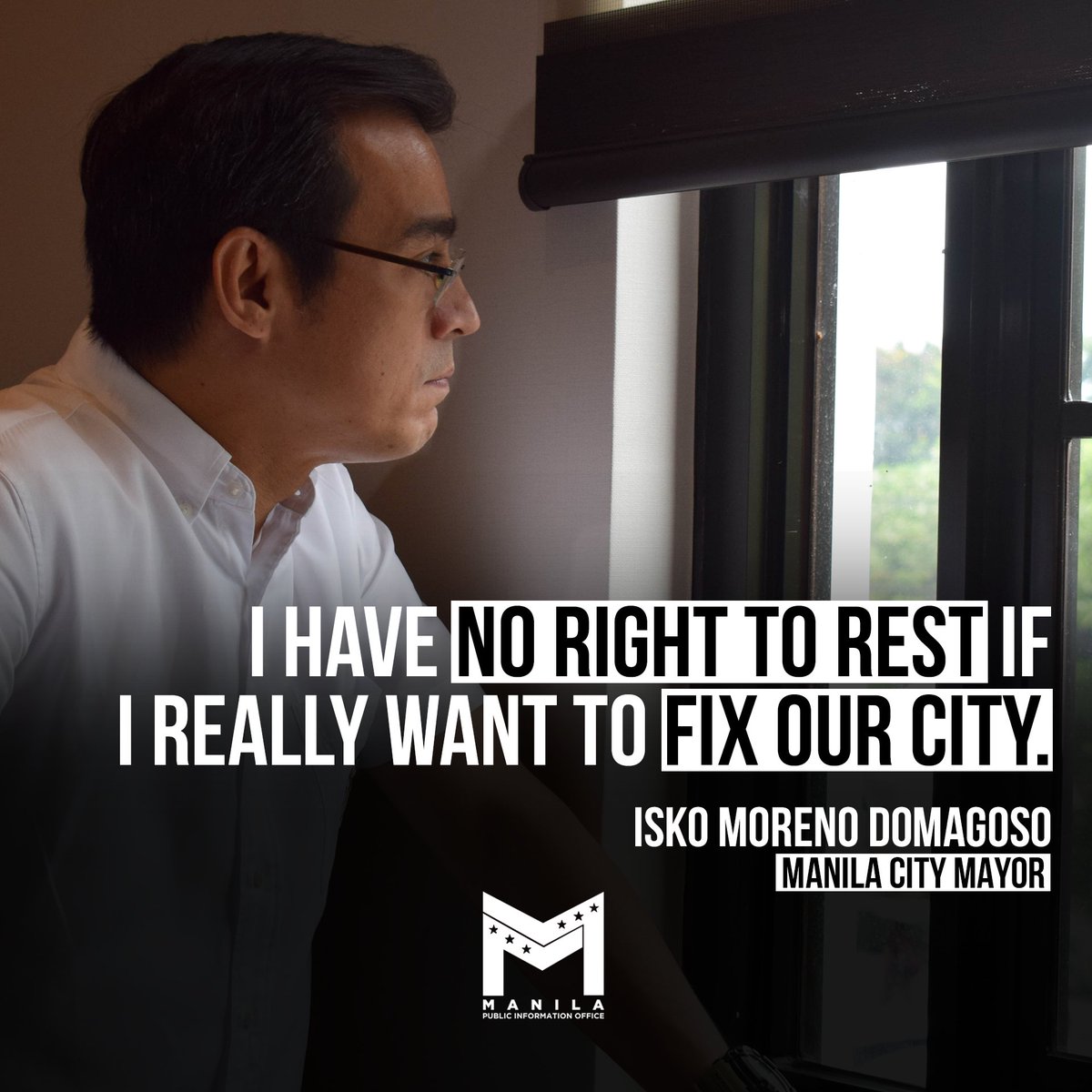 ManilaPIO's tweet photo. "I have no right to rest if I really want to fix our city," says Manila City Mayor @IskoMoreno.

(Photo by KR De Asis/MPIO)

#BagongMaynila #AlertoManileno
#SimplyNoPlaceLikeManila https://t.co/vZ1pOSakVd