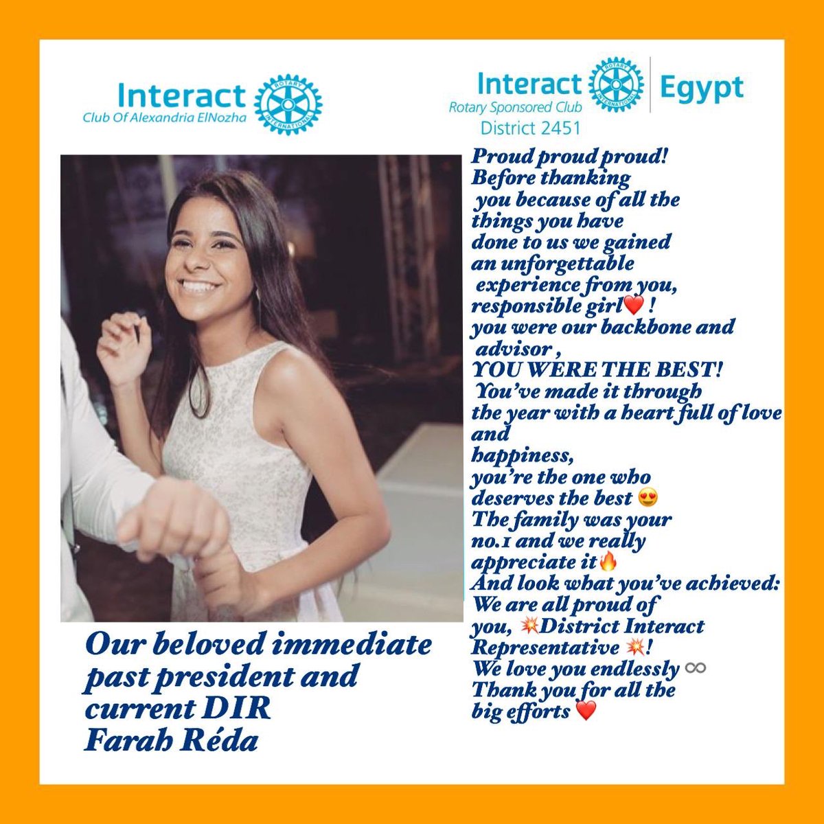 InteractElnozha's tweet photo. PROUD ! ❤️ Faruha,you’ve taught us a lot💥 we love you endlessly! Thank you for everything 😘 #InteractLegends from #Allpresidents1920 #InteractEGYPT❤️ @farahreda2 https://t.co/pTMD2to3BU