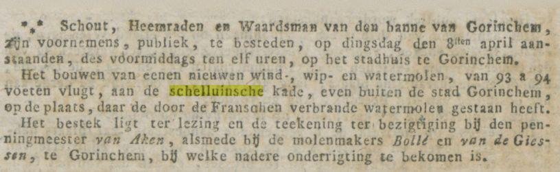 Nadat de Fransen in 1813 de watermolens van de polder Banne van Gorinchem plat brandden, werd in 1814 de <a href="/Westmolen/">Westmolen</a>  herbouwd. Omdat één molen onvoldoende bleek, werd in april 1817 ook de herbouw van de @Oostmolen1817 aanbesteed.