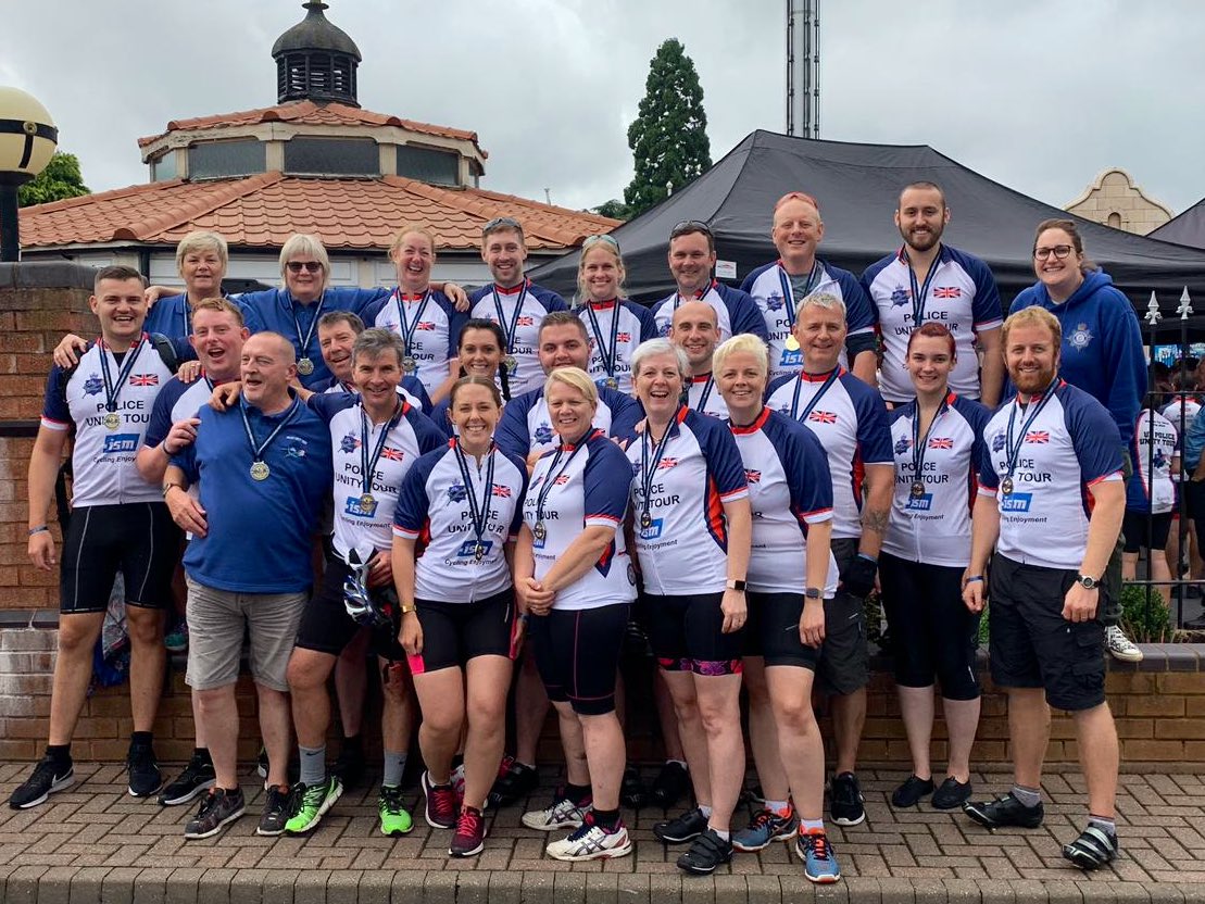 The @CambsCops Cambs Unity Tour riders all together after two days of cycling, uniting with all other chapters all supporting @UK_COPS @policeunitytour 
Final day tomorrow to ride in as one big (400plus) riders into the #NationalArboretum