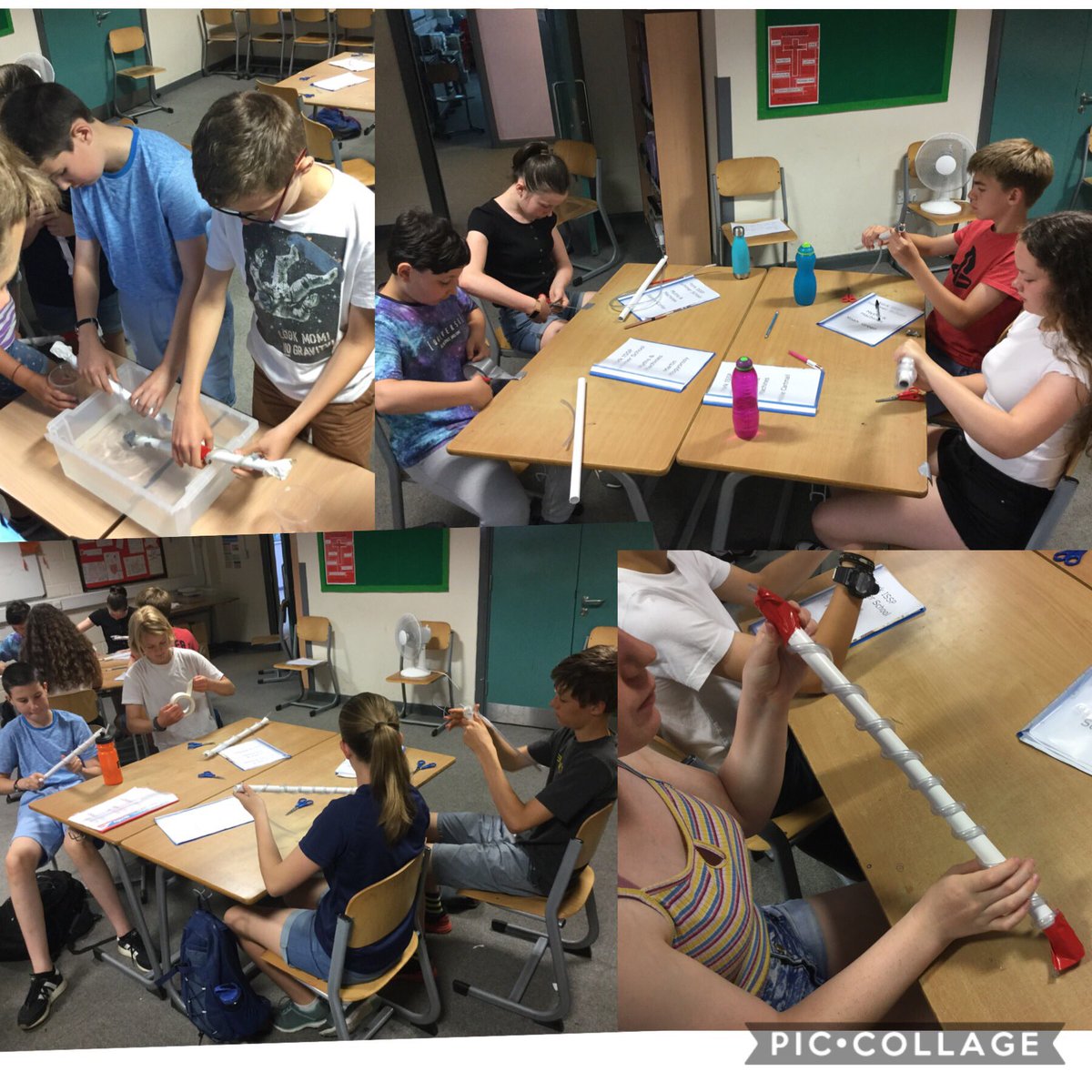 T0nymca's tweet photo. Some great ideas from the students about how they might have filled the Colosseum with water for the spectacle of ‘Naumachia’. We also looked at how we can get water to go uphill, including making an Archimedes Screw @YorkISSP #mythsandmachines #classics #stem https://t.co/YQ4jbLLb13