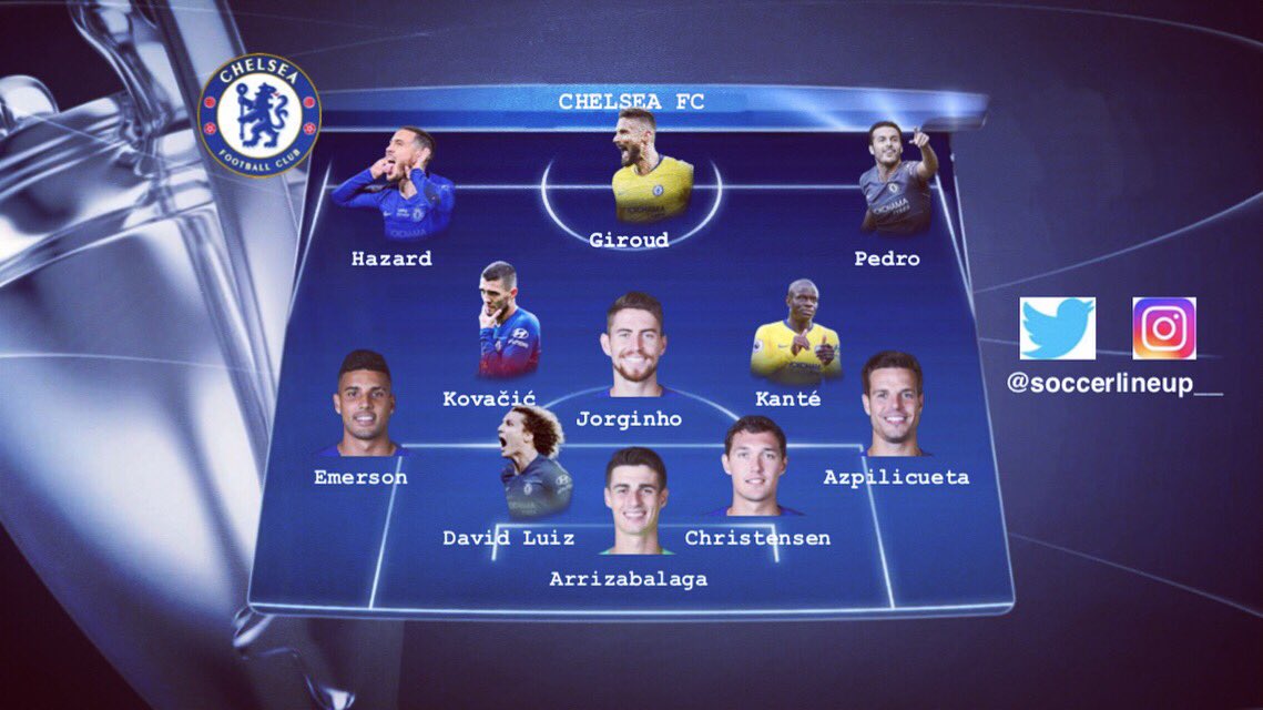 soccerlineup__'s tweet photo. Winner of UEFA Europa League 🏆⚽️
Season: 2018-19 📆
Team: Chelsea FC 🏴󠁧󠁢󠁥󠁮󠁧󠁿
Coach: Maurizio Sarri 🇮🇹
#lineup11 #soccer #soccerlineup #chelsea #chelseafc #sarri #mauriziosarri #italia #premierleauge #inglaterra #inglaterra🇬🇧 #europaleague https://t.co/lWifOAQhfC