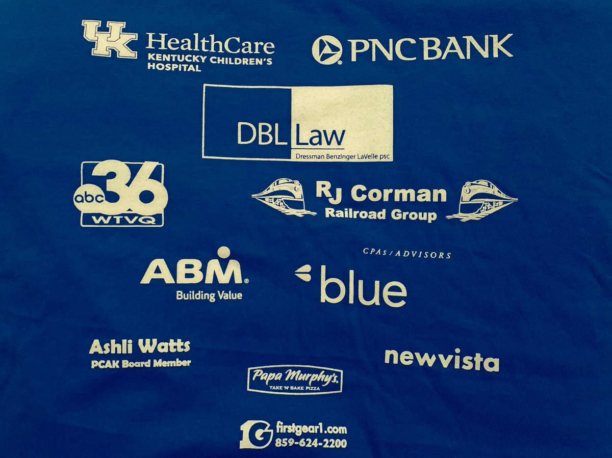 PCAKY's tweet photo. Another shoutout to EVERYONE on the back of those race day T-shirts who helps make the #Lexi5k a great one! Thanks for helping to create #GreatChildhoods.
#ThankYou #Sponsors #Donors #Gifts #CommitToPrevent https://t.co/73HvBTbsuJ