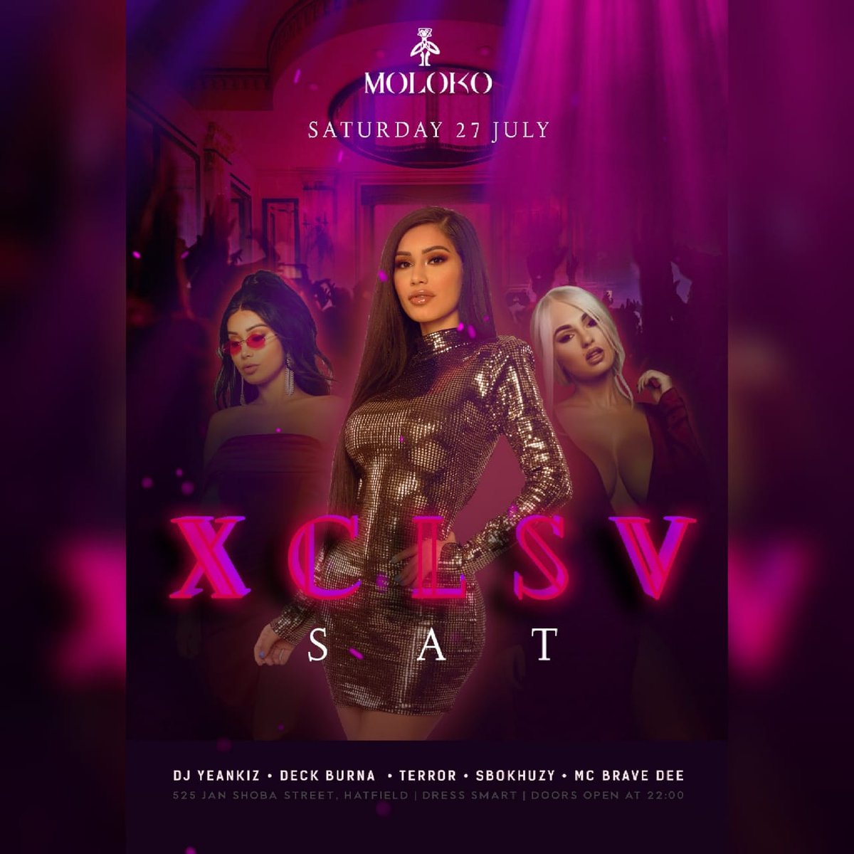 KagisoNaane's tweet photo. You know the drill #XclsvSat ladies free entrance from 10-11pm
#MolokoPta #MolokoSat #MolokoLovesYou 
@MolokoPretoria @MichelleForbes_ @GraciaLindiwe @sbokhuzy @MaimelaBoipelo @icon_gallery @ipsbabe @Djyeankeyz @Thandek71627957 https://t.co/lZTVdM8ctH