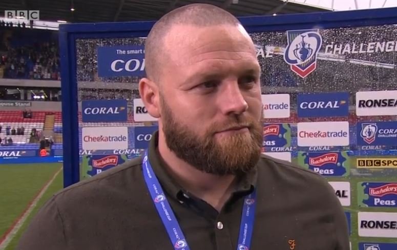 RugbySmut's tweet photo. Halifax RLFC coach Simon Grix #CILF #ChallengeCup   #STHvHAL https://t.co/PjWsi82EyB