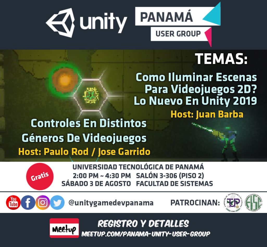 unitygamedevpty's tweet image. Meetup del unity user group de Panamá el proximo sabado 3 de agosto. registro -> meetup.com/Panama-Unity-U… @UnityLATAM